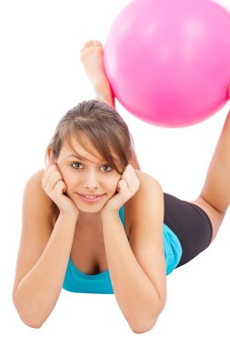 Woman with fitness ball clipart