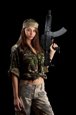 Military Army girl clipart