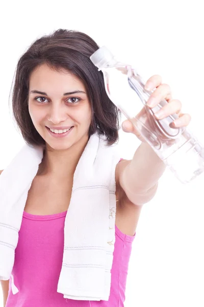 Mujer con botella de agua —  Fotos de Stock