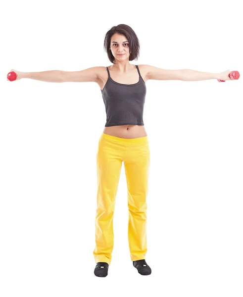 Mujer levantando pesas — Foto de Stock
