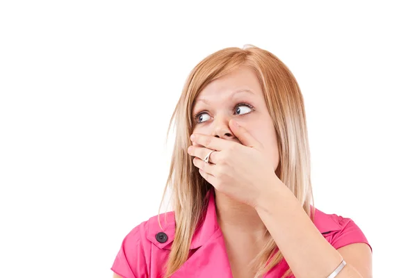 Mujer cubriéndose la boca —  Fotos de Stock
