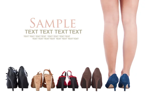Vrouw kopen schoenen concept — Stockfoto
