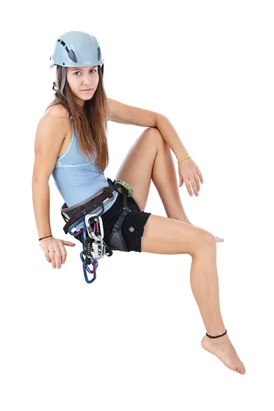 Oturan bir afiş tırmanma kadın — Stok fotoğraf