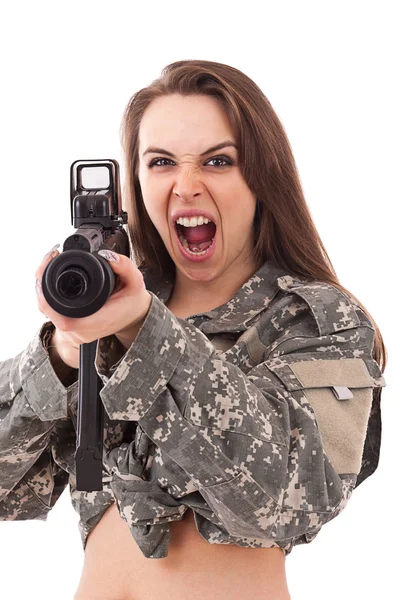 銃を持つ女性の女の子 — ストック写真