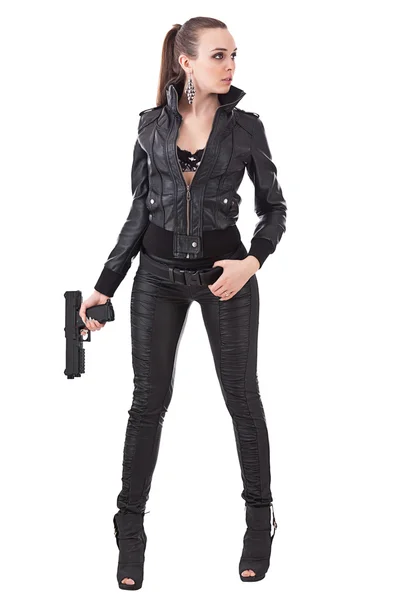 La mujer a la moda con el arma —  Fotos de Stock