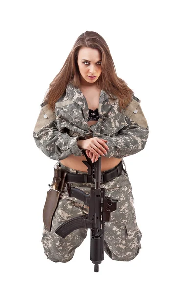 Lány katona — Stock Fotó