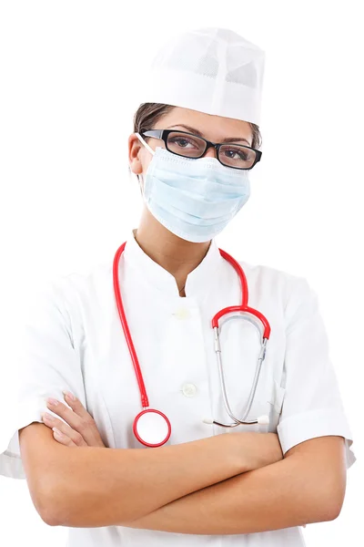 Doctor with stethoscope and mask — Stock Photo, Image