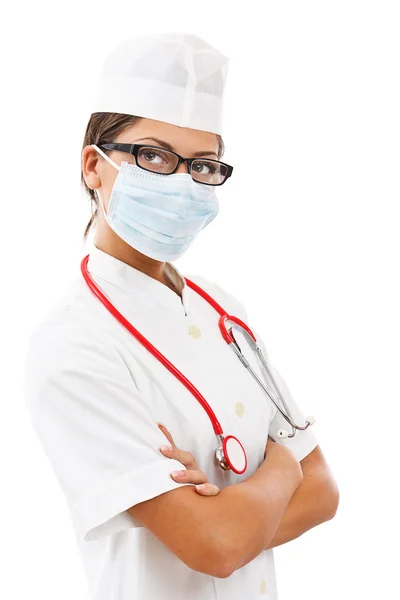 Doctor with stethoscope and mask — Stock Photo, Image