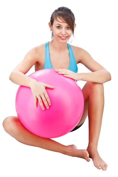 Mujer con pelota de fitness —  Fotos de Stock