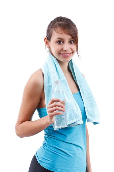 水のボトルを持つ女性 — ストック写真