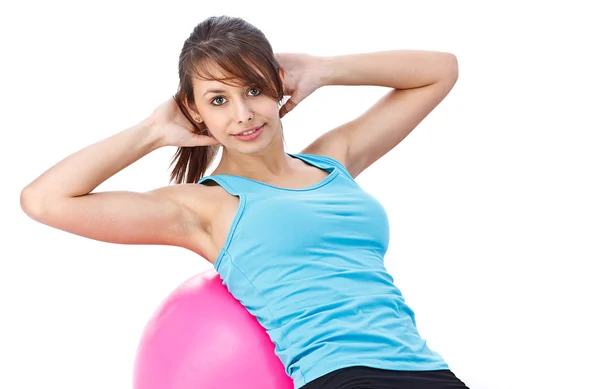 Mulher com bola de fitness — Fotografia de Stock