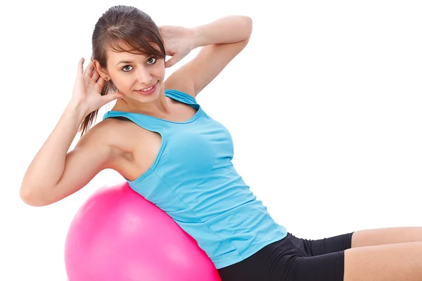 Frau mit Fitnessball — Stockfoto