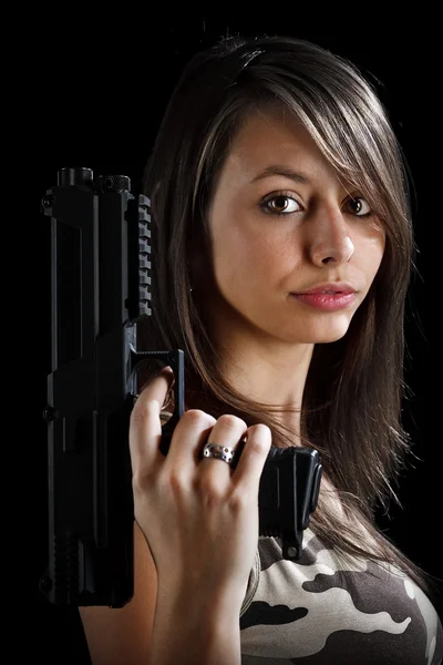 Kobieta sexy pistolet — Zdjęcie stockowe