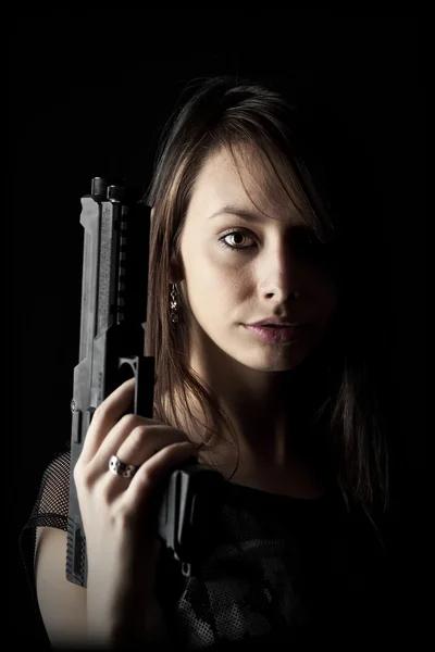 Sexy Pistolenfrau — Stockfoto