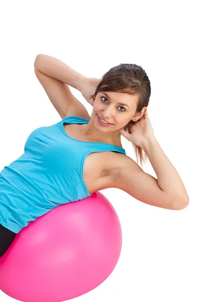 Dívka s fitness míčem — Stock fotografie