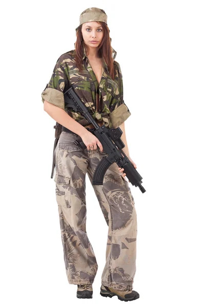 Vrouw in militair uniform — Stockfoto