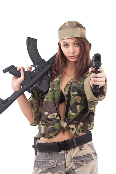 Jonge vrouw soldaten — Stockfoto