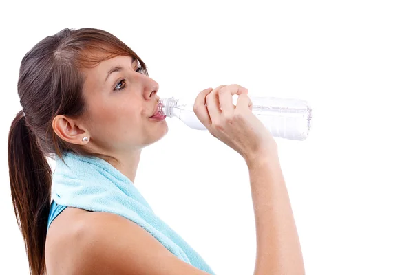 Женщина пьет воду Стоковое Фото