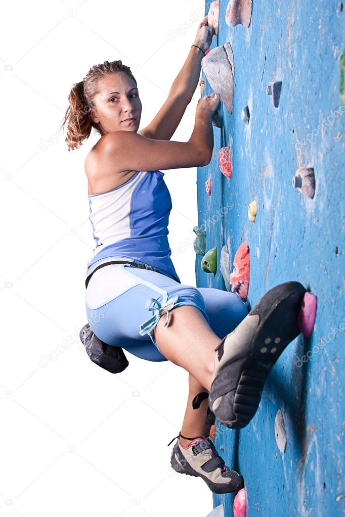 Athletic girl climbing