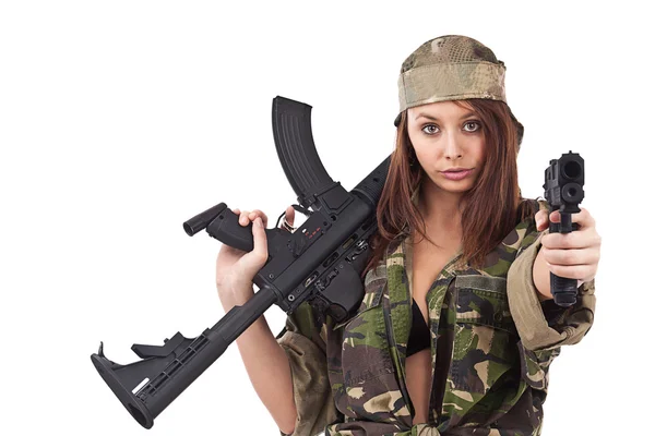 Giovane donna soldato — Foto Stock