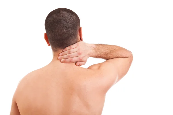 颈部疼痛的男人 — 图库照片