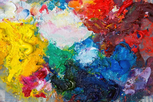 Palette with oil paint — Stock Photo, Image