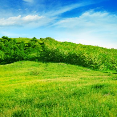 dağlık arazi ve mavi gökyüzü