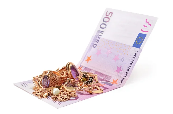 Gold ornaments and euro — Stock Photo, Image