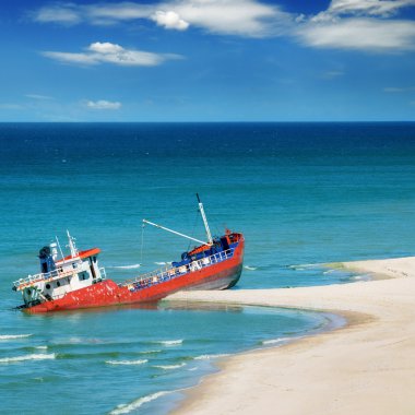 Fishing boat beached clipart