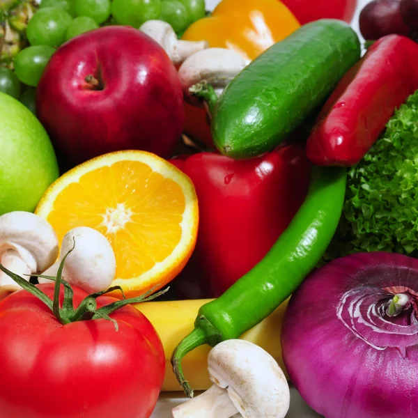 Frutas e legumes fundo — Fotografia de Stock