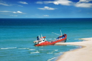 Fishing boat beached clipart