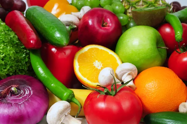 Ovoce a zelenina pozadí — Stock fotografie