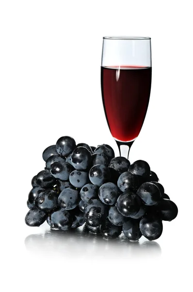 Glas rode wijn en bos — Stockfoto