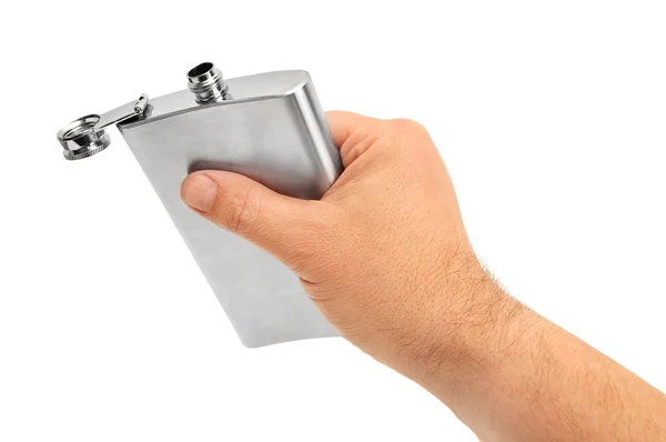 Flask in hand — Stock Photo, Image
