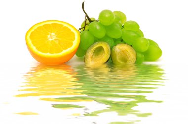 Fresh fruit reflected in water clipart