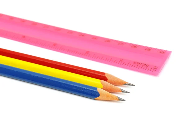 Ołówek i władcy — Zdjęcie stockowe