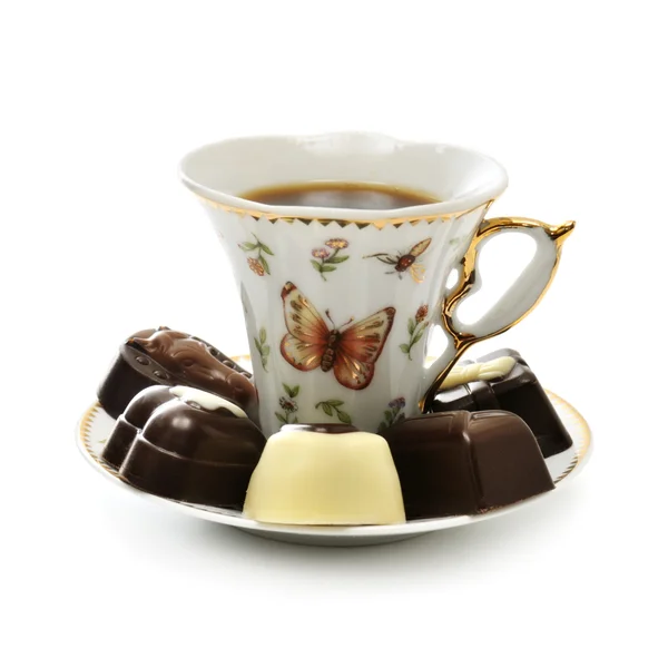 Tazza di caffè e caramelle — Foto Stock