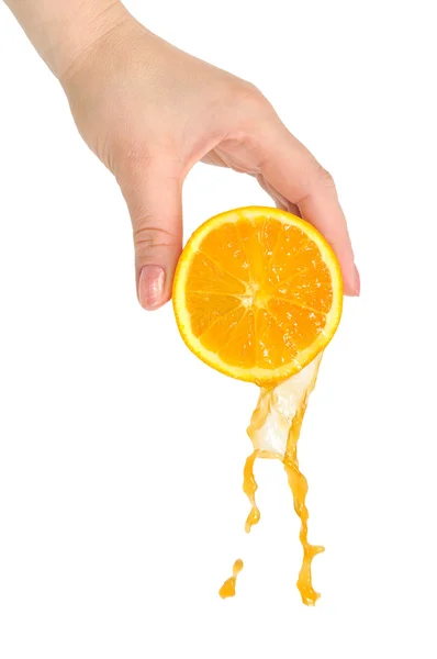 Orange in hand Stock Image