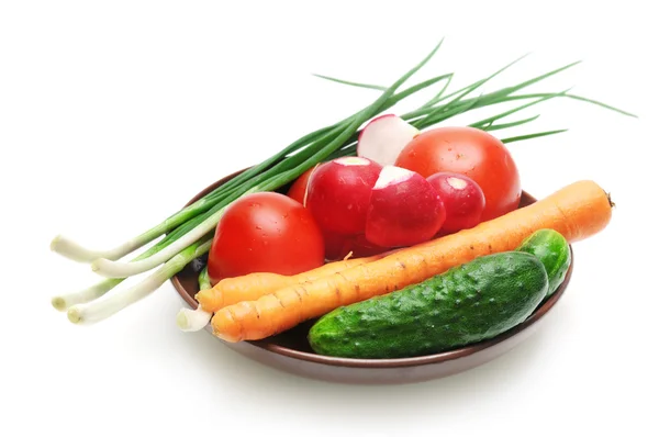 Ställ in grönsaker på tallriken — Stockfoto