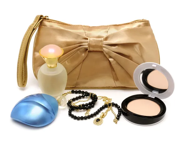 Bolsa, perfume, pó, colar — Fotografia de Stock