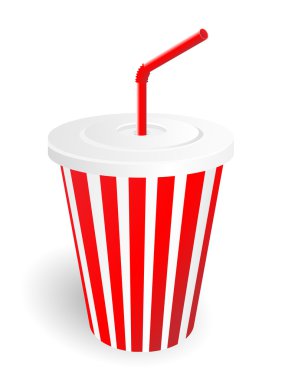 Paper fast food cup with tube clipart