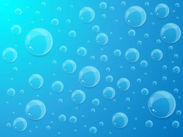 Σταγόνες νερού σε μπλε φόντο. — Διανυσματικό Αρχείο