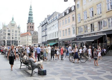 Stroget alışveriş sokak Kopenhag Danimarka