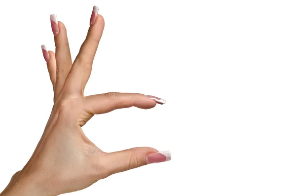 Två fingrar håller något osynligt — Stockfoto