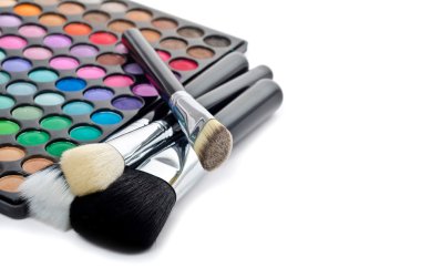 Multi colored make-up and brushes clipart