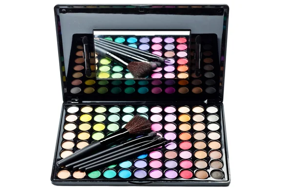 Multi gekleurde make-up en borstels — Stockfoto