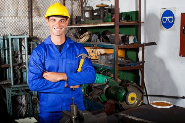 Industrial repairman in workshop clipart