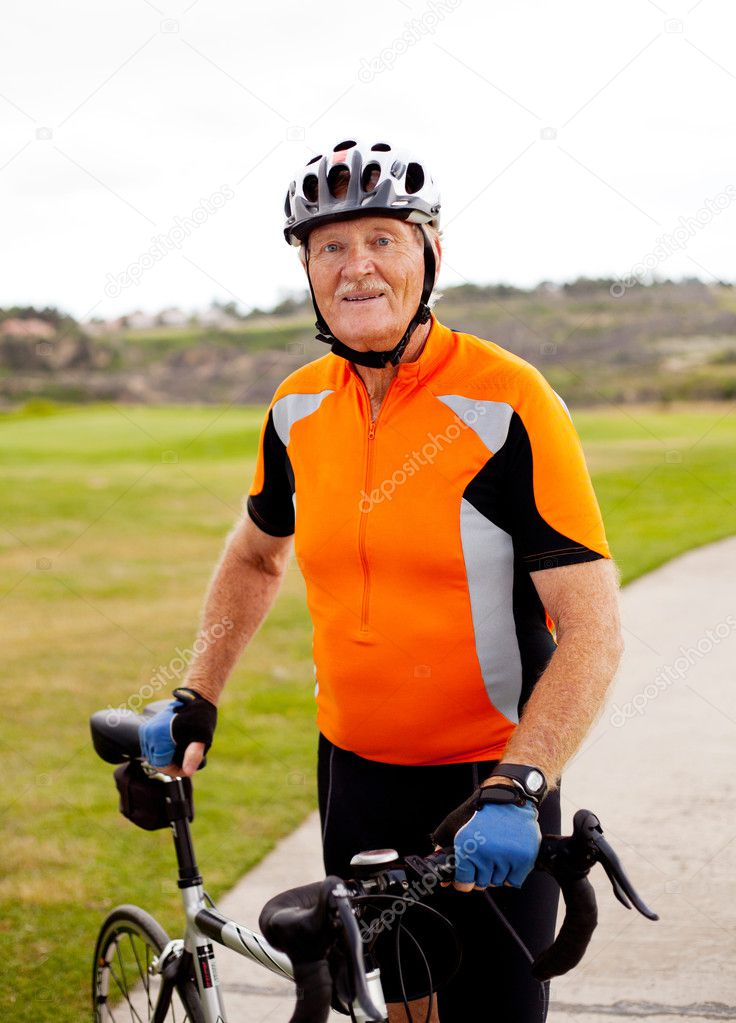 Senior male cyclist
