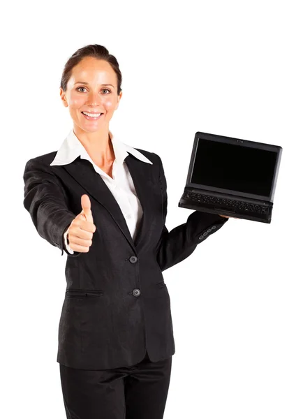 Businesswoman giving thumb up — Stock Photo, Image