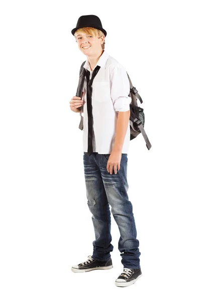 Teen boy with backpack — Stock Photo, Image